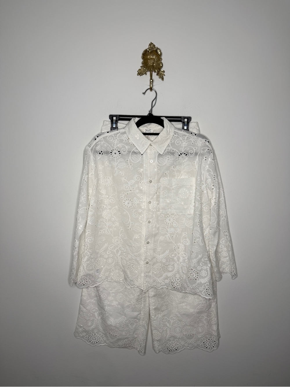 Splendid x @Cellajaneblog Eyelet Button Down & Pants Set S